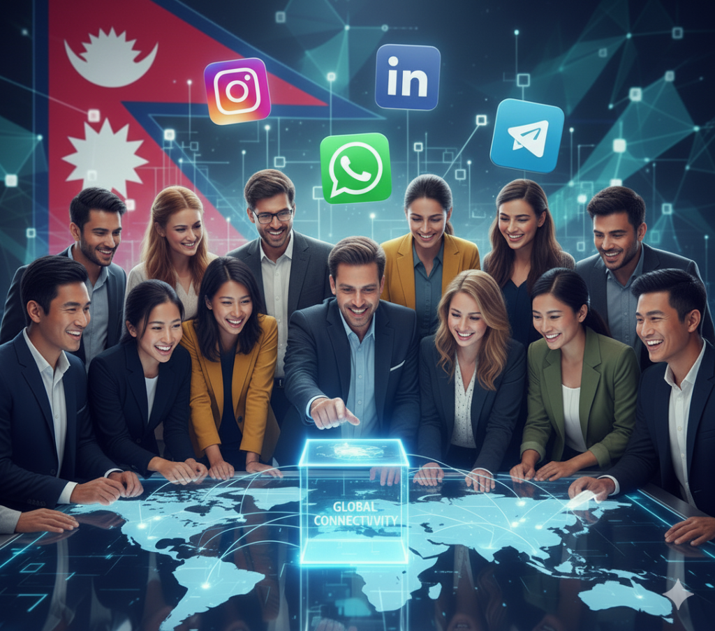 Nepal global digital connectivity illustration